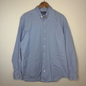 VINTAGE Polo by Ralph Lauren Light Blue Button-Down Shirt with Pink Pony